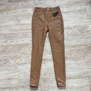INC International Concepts Tan Faux Leather Pants